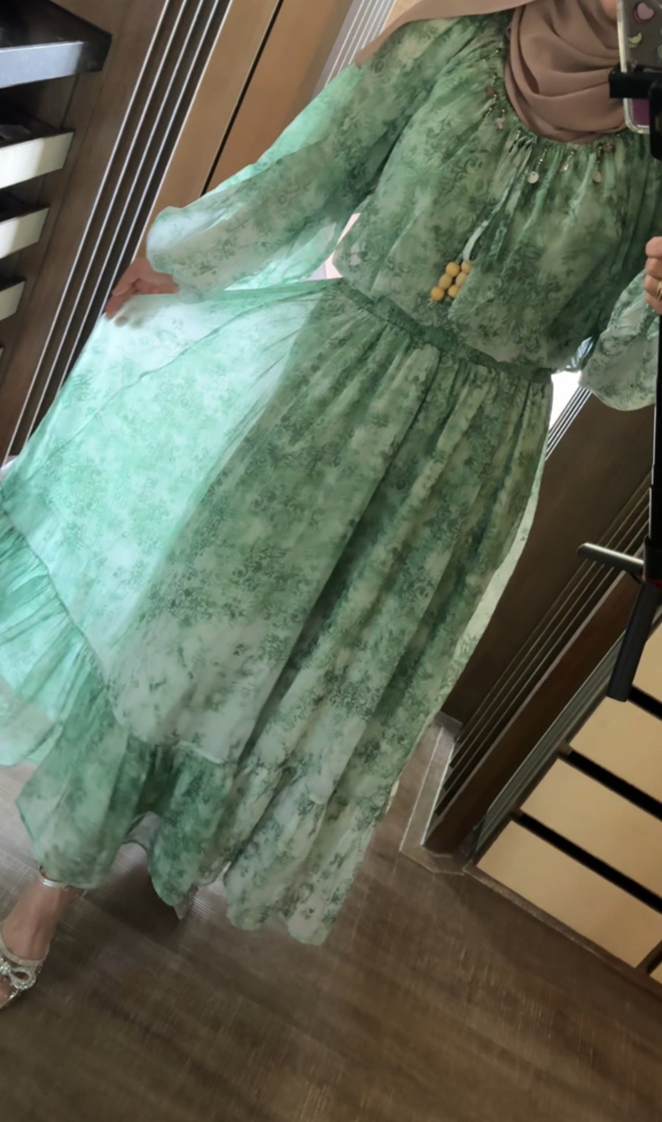 Green flow dress
