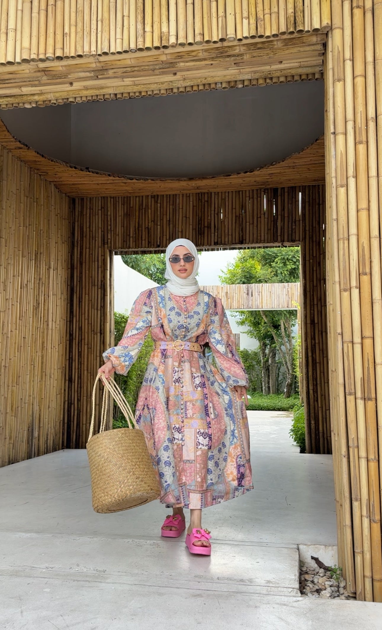 Coral, blue and other colours Eid dress
