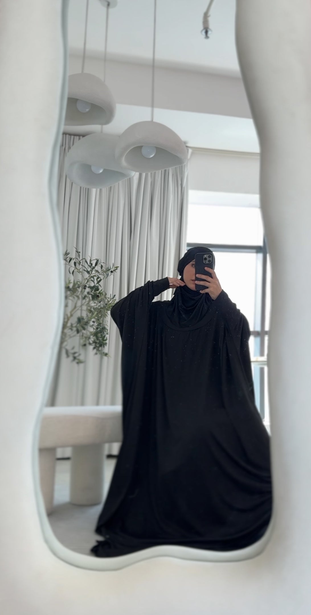 Black burqa stretch fabric