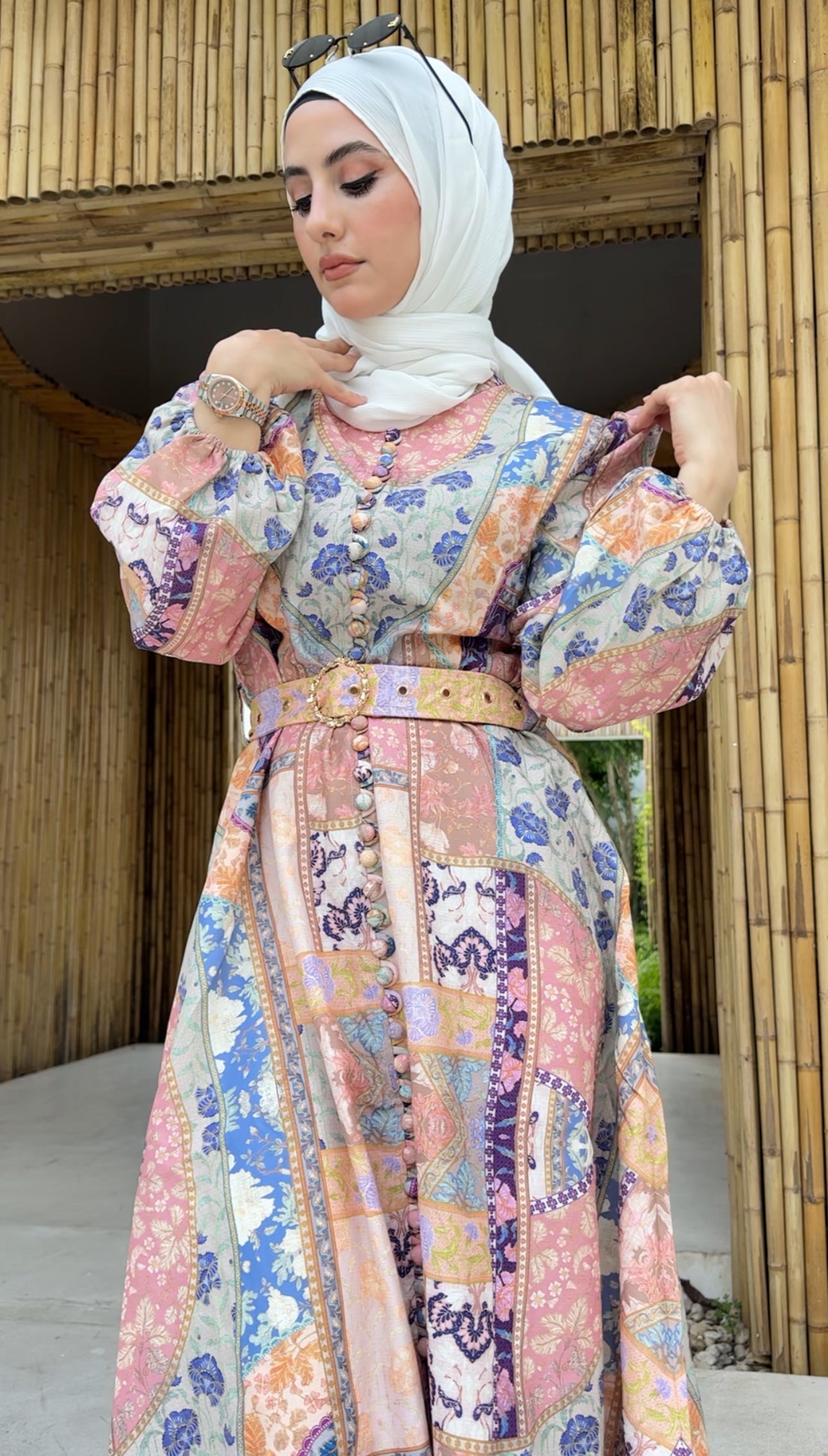 Coral, blue and other colours Eid dress