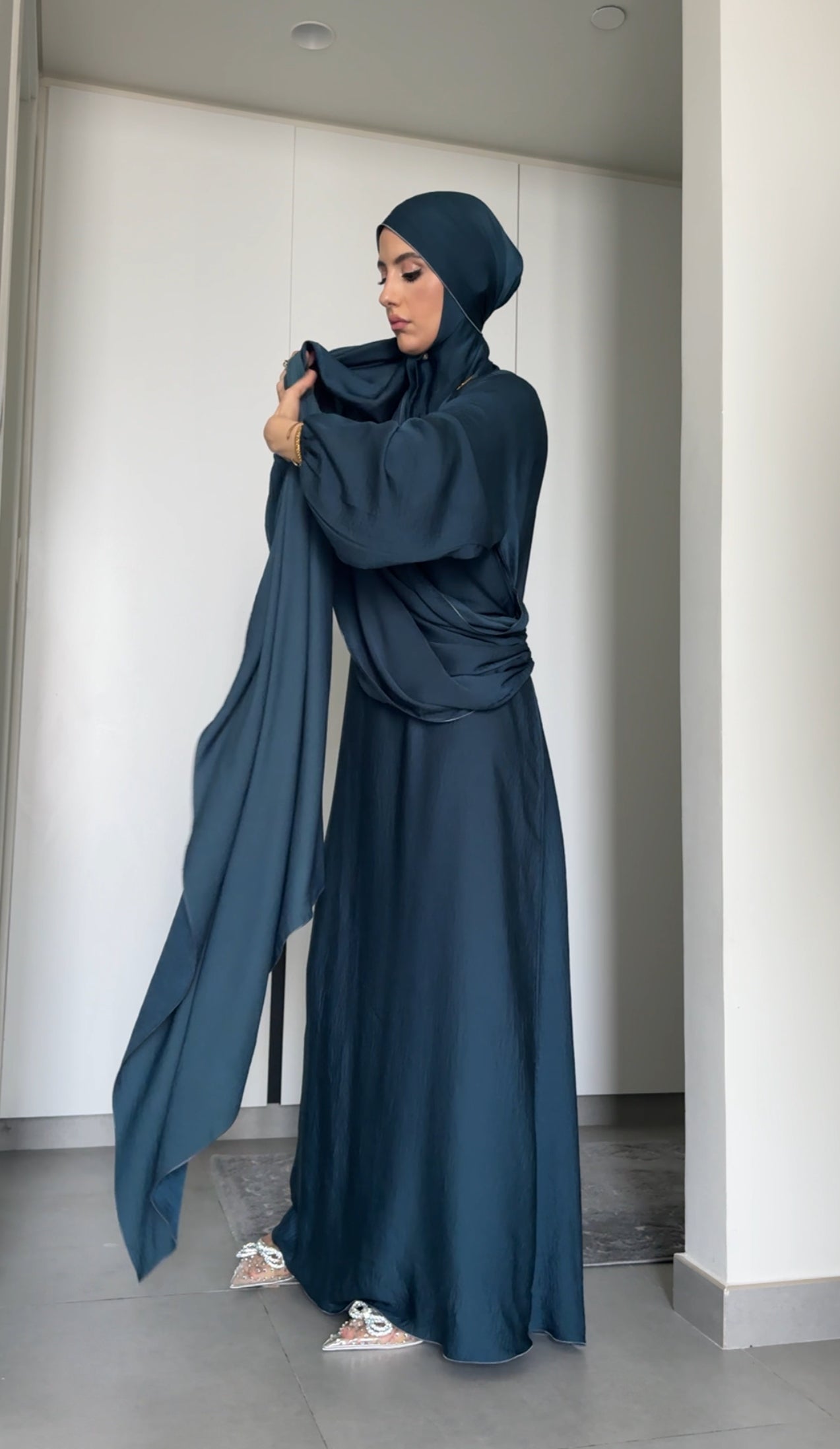 Prussian Blue Long Scarf Abayah
