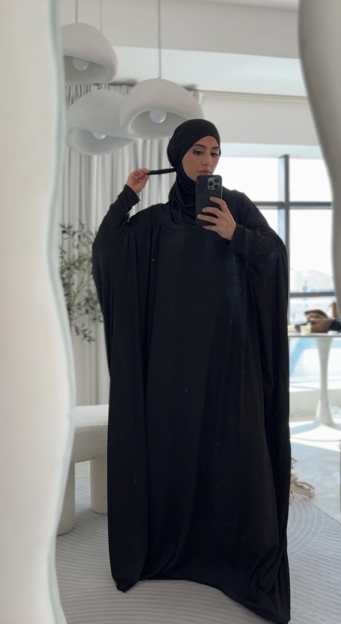 Black burqa stretch fabric