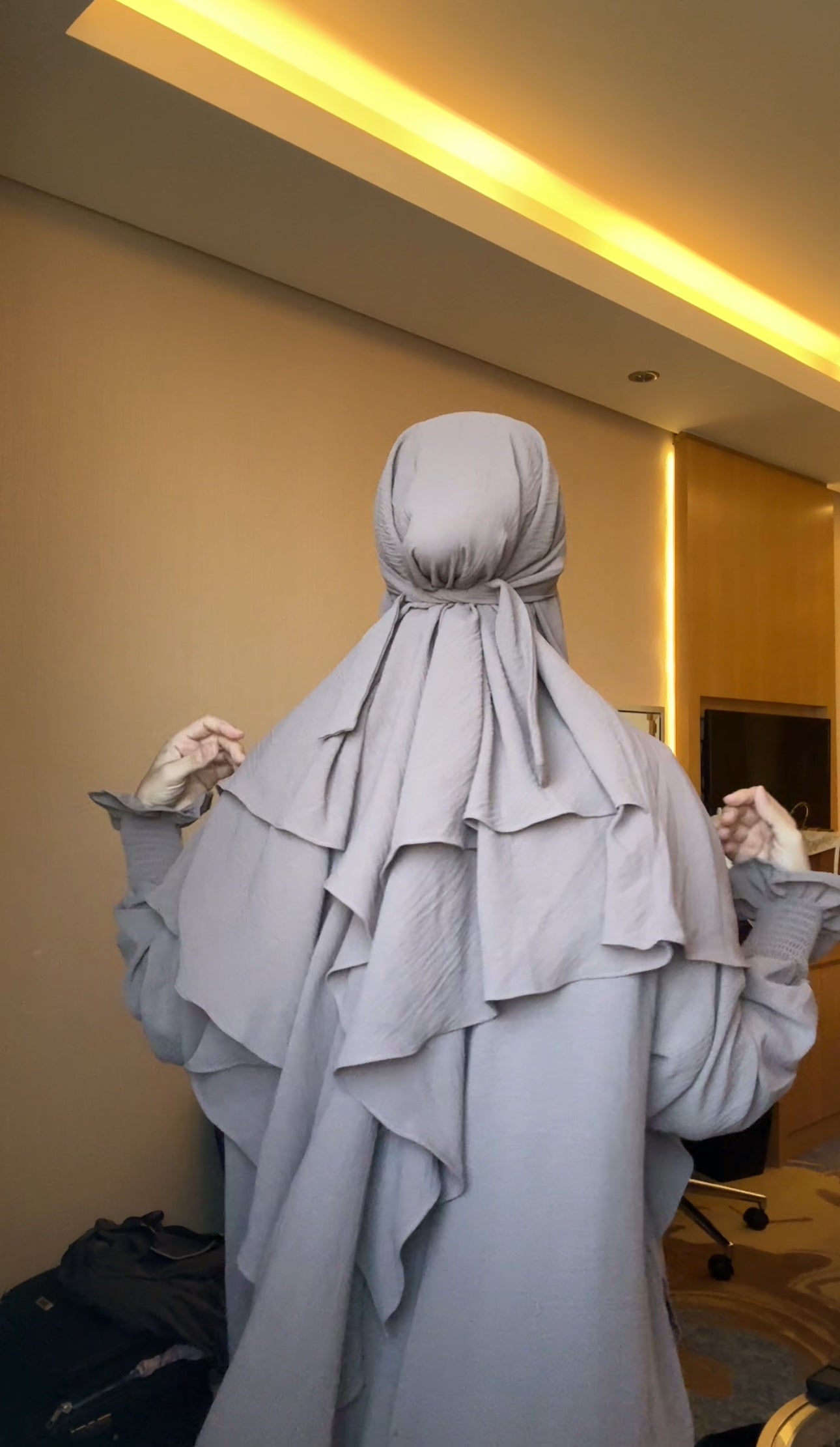 Two piece beige Khimar