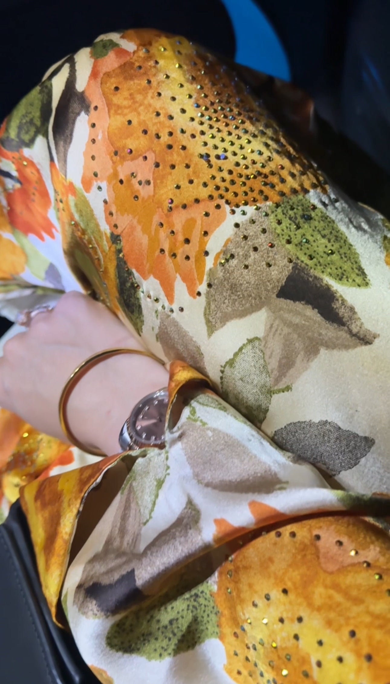 Orange 🍊 floral Abayah with matching scarf