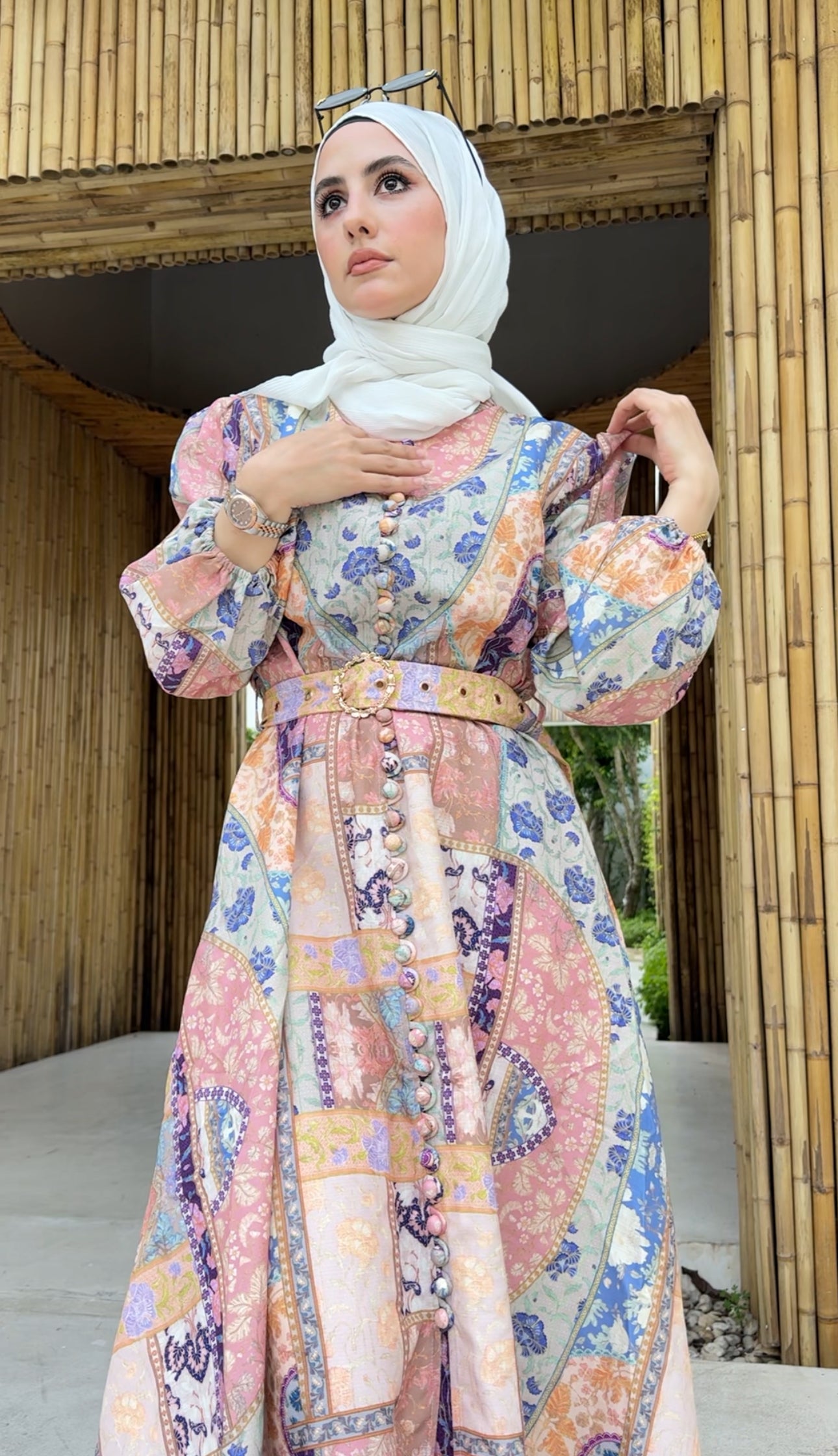 Coral, blue and other colours Eid dress