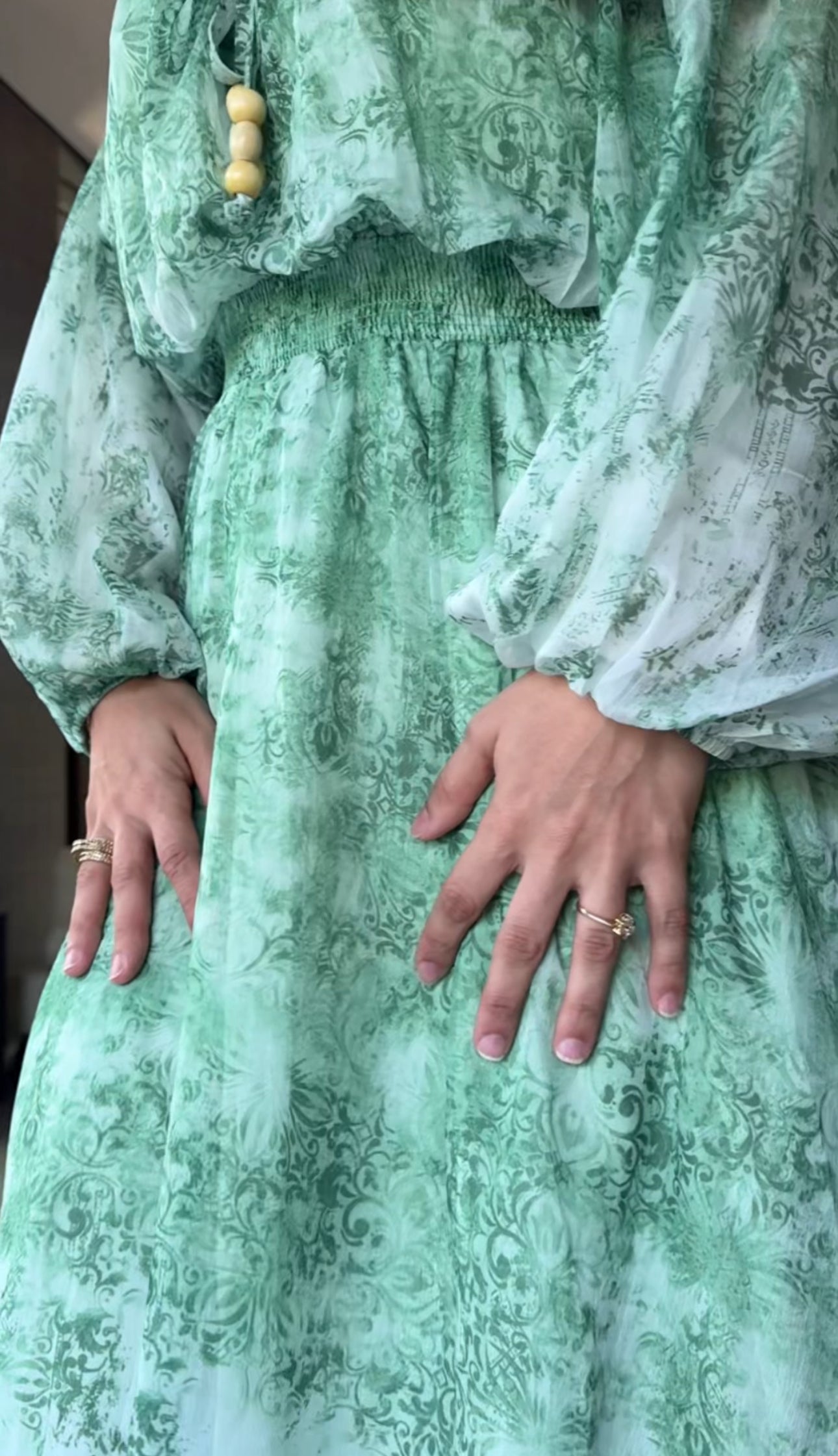 Green flow dress