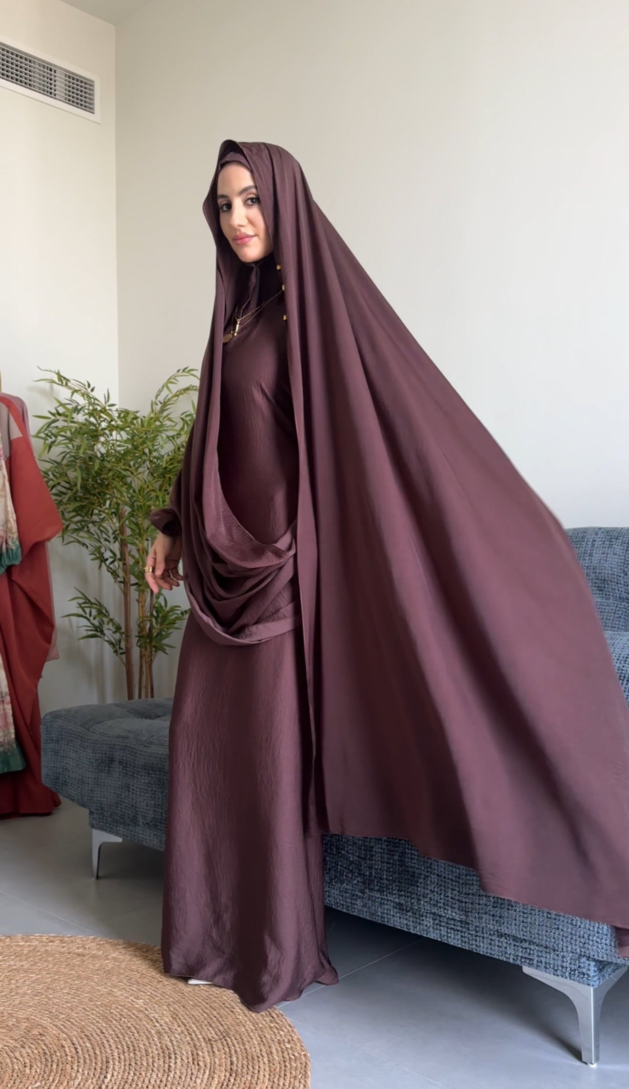 Anna Brown Long Scarf Abayah