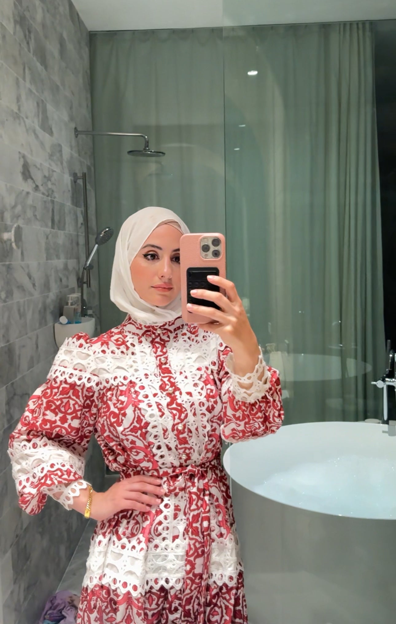 Red lace dress