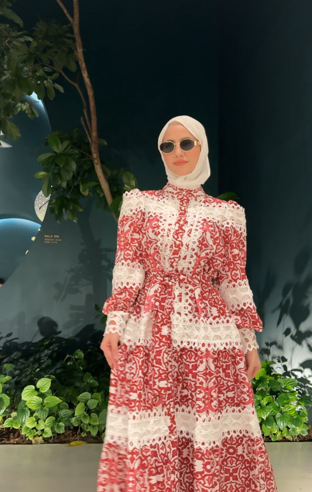 Red lace dress
