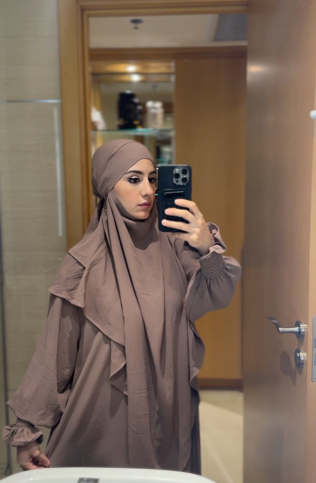 Two piece beige Khimar