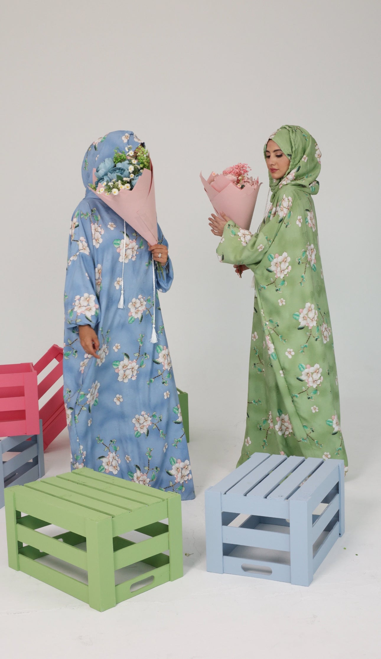 Blue and white orchid burqa
