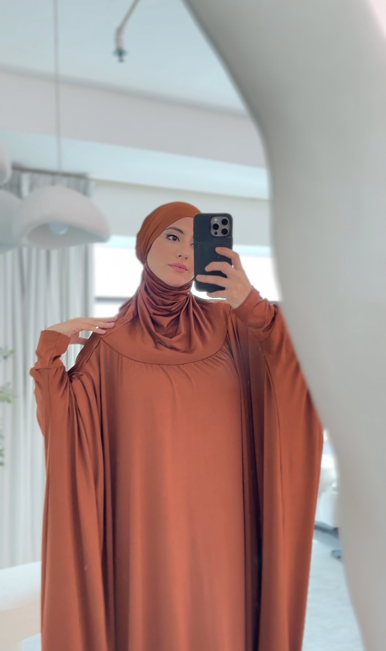 Brown burqa stretch fabric