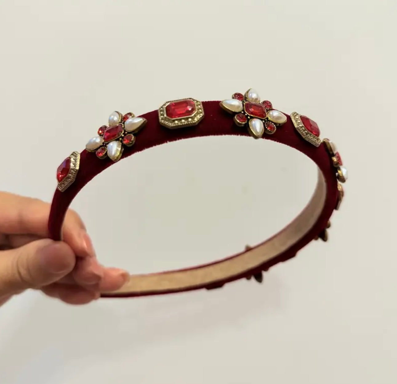 Red with beads Alice Band