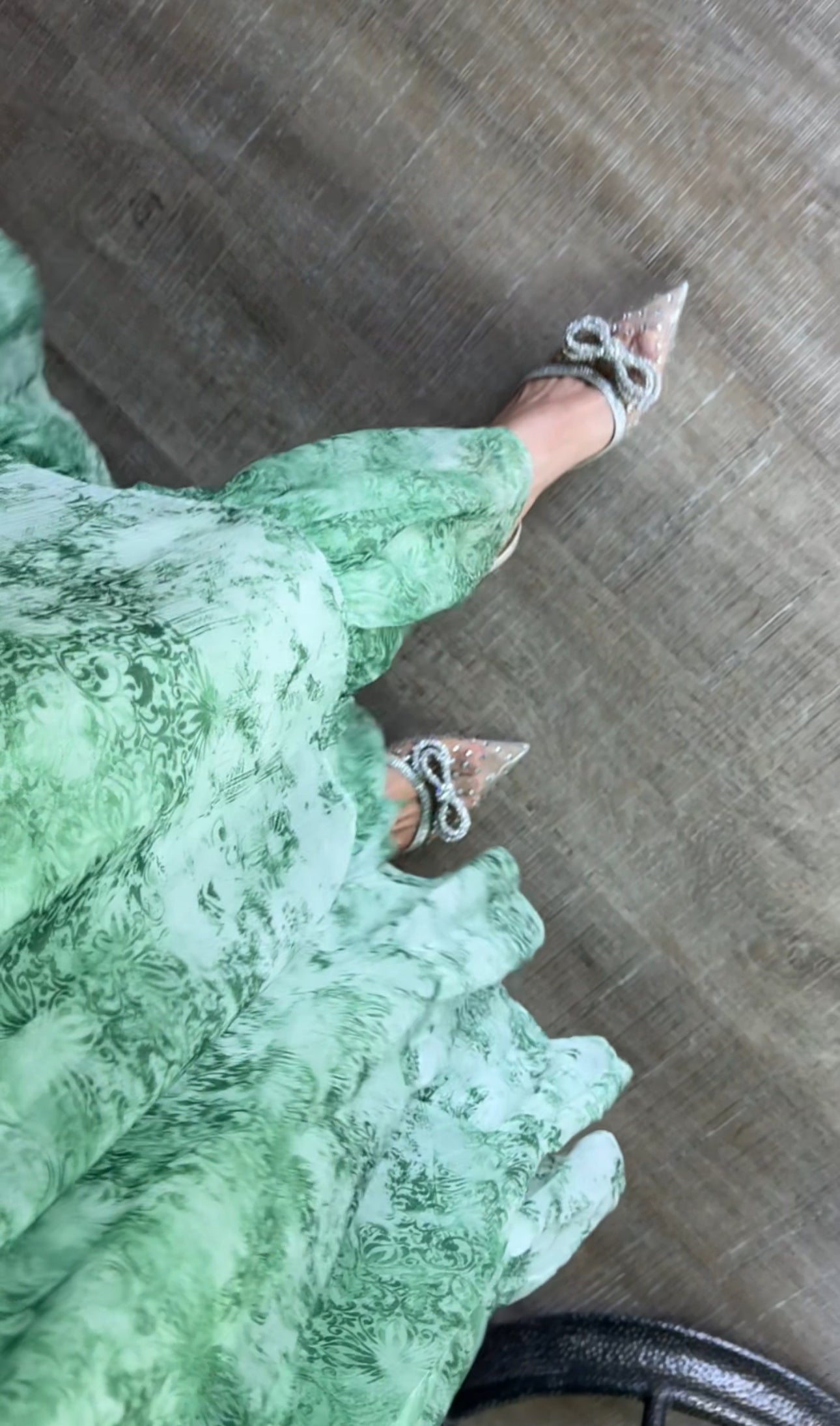 Green flow dress