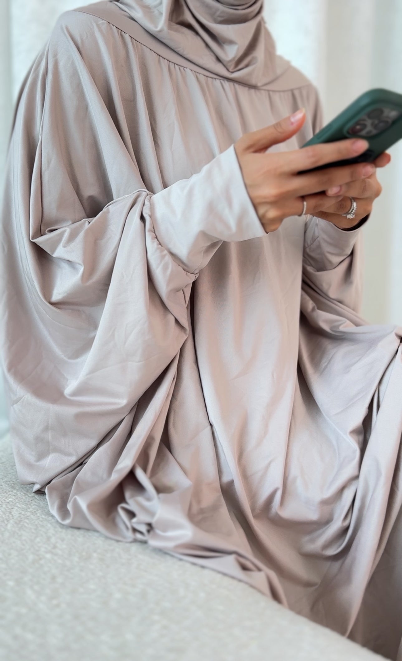 Beige burqa stretch fabric