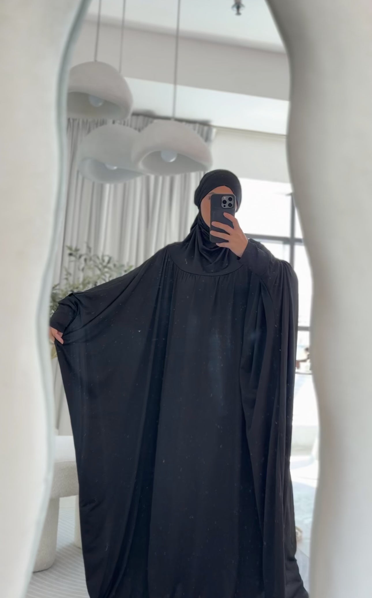 Black burqa stretch fabric
