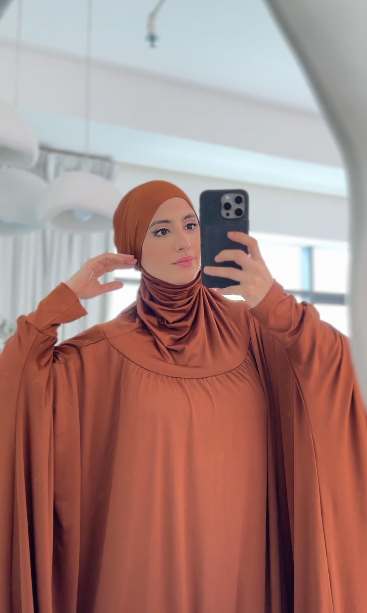 Brown burqa stretch fabric
