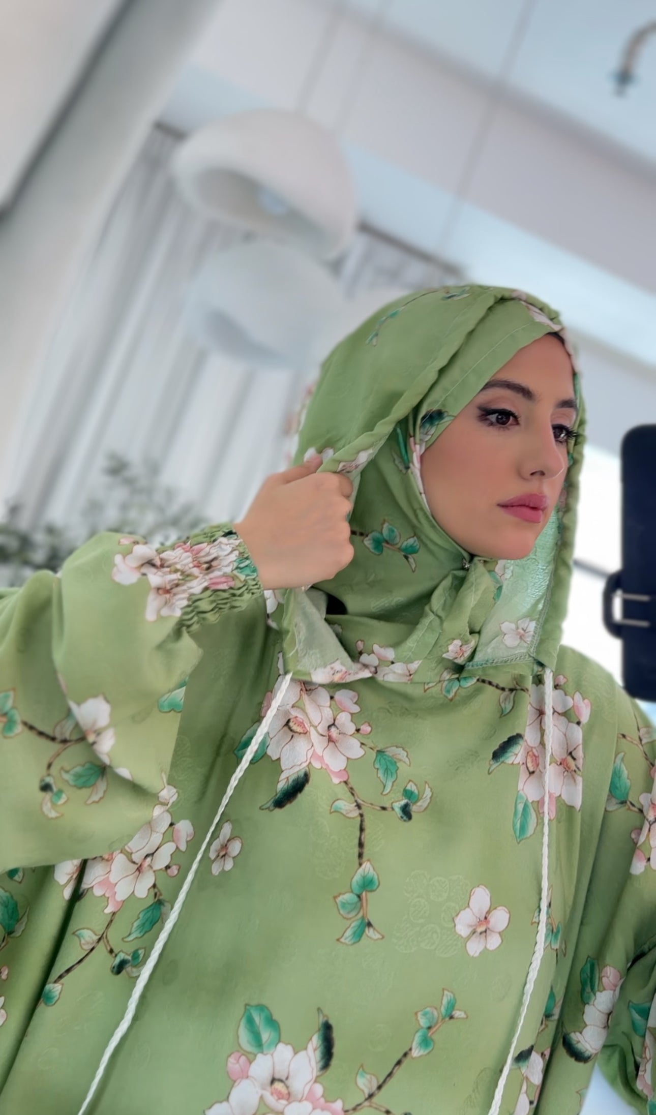 Blue and white orchid burqa