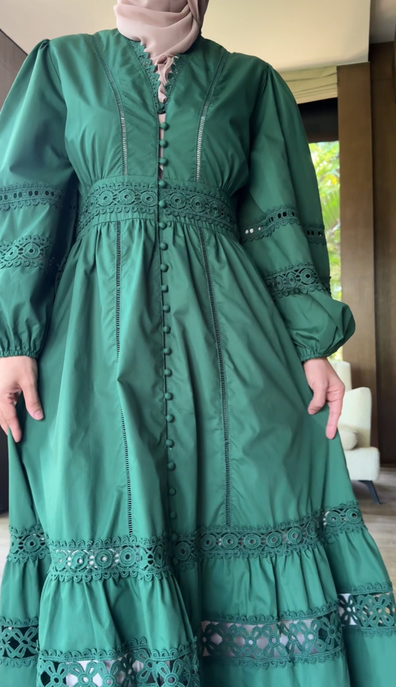 Green lace dress