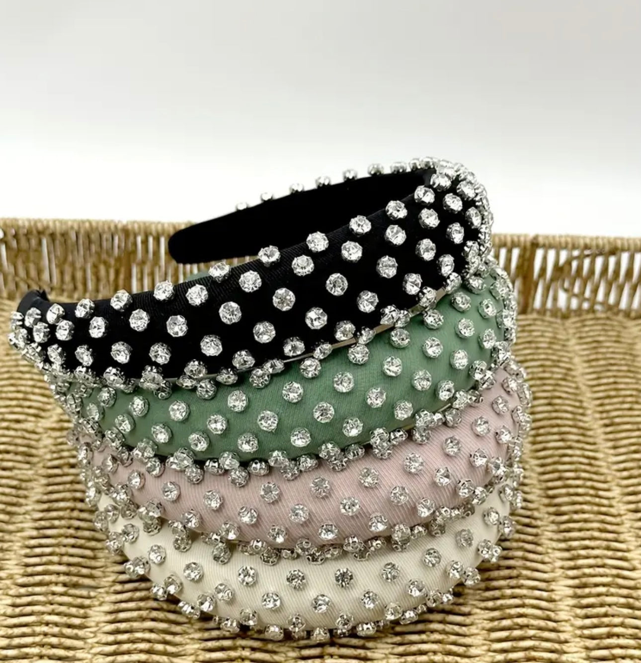 Black with round diamond Beadwork Alice Band