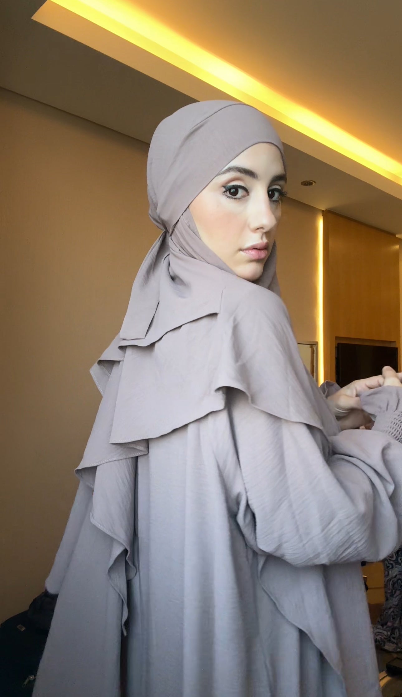 Two piece beige Khimar