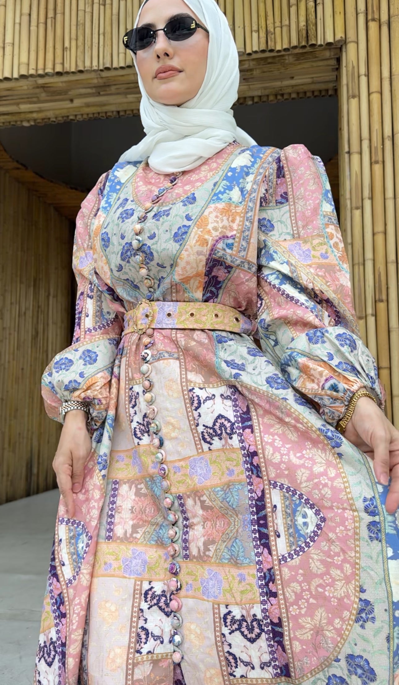 Coral, blue and other colours Eid dress