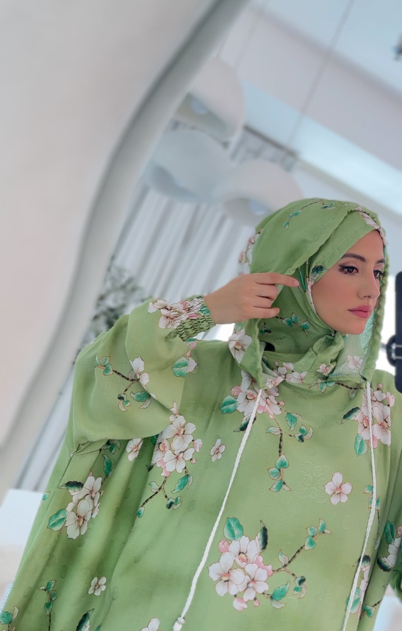Blue and white orchid burqa