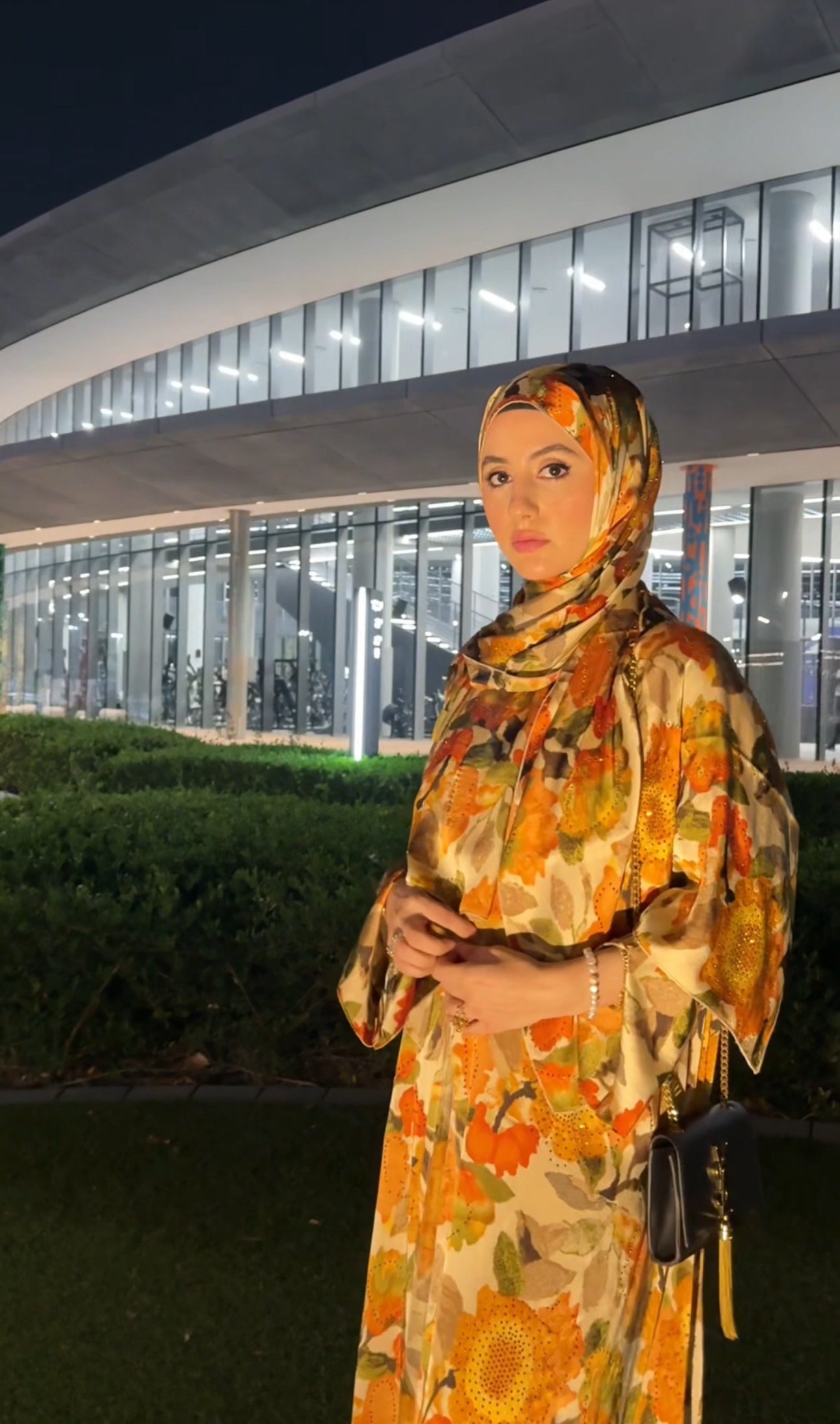 Orange 🍊 floral Abayah with matching scarf