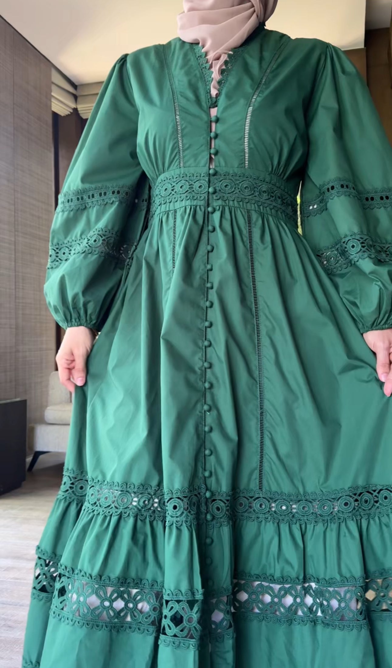 Green lace dress