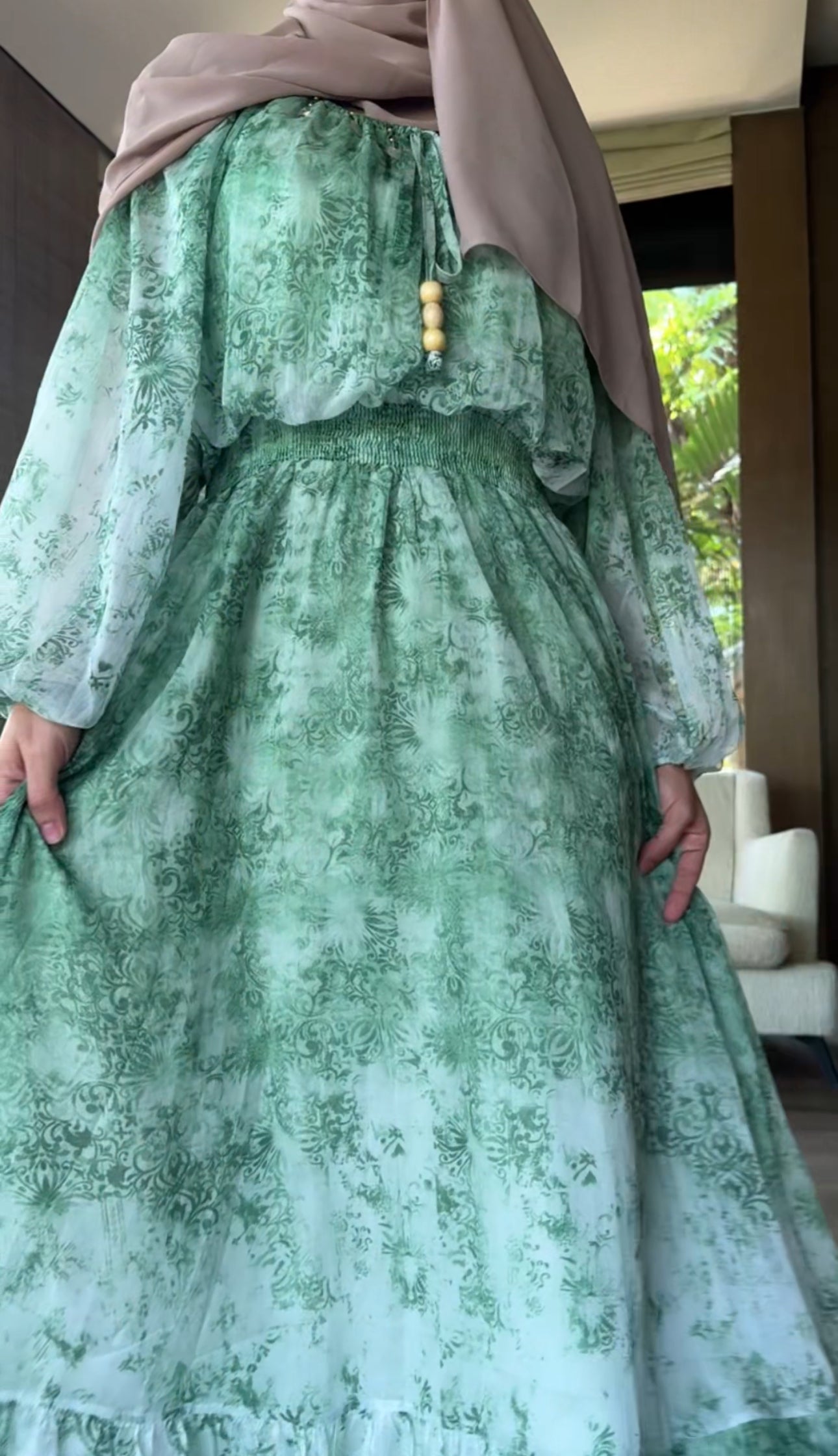 Green flow dress