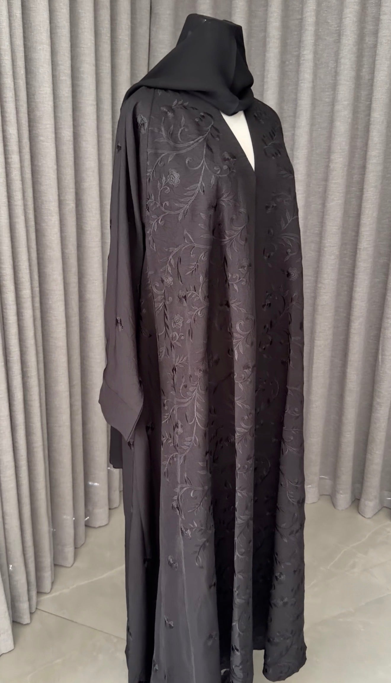 Black embroidery abayah