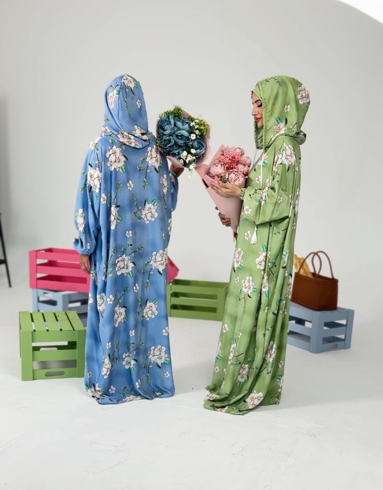 Blue and white orchid burqa