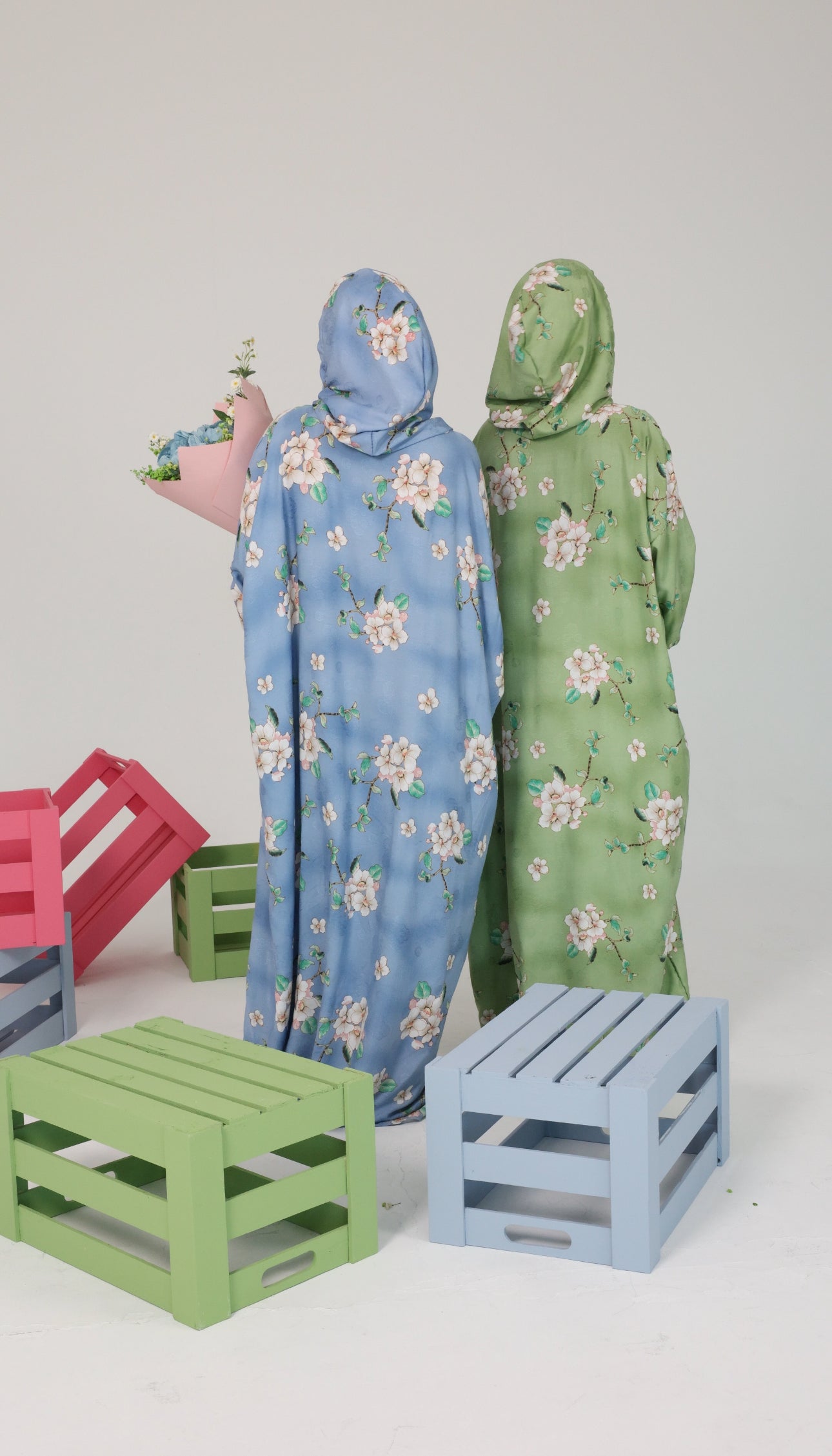 Blue and white orchid burqa