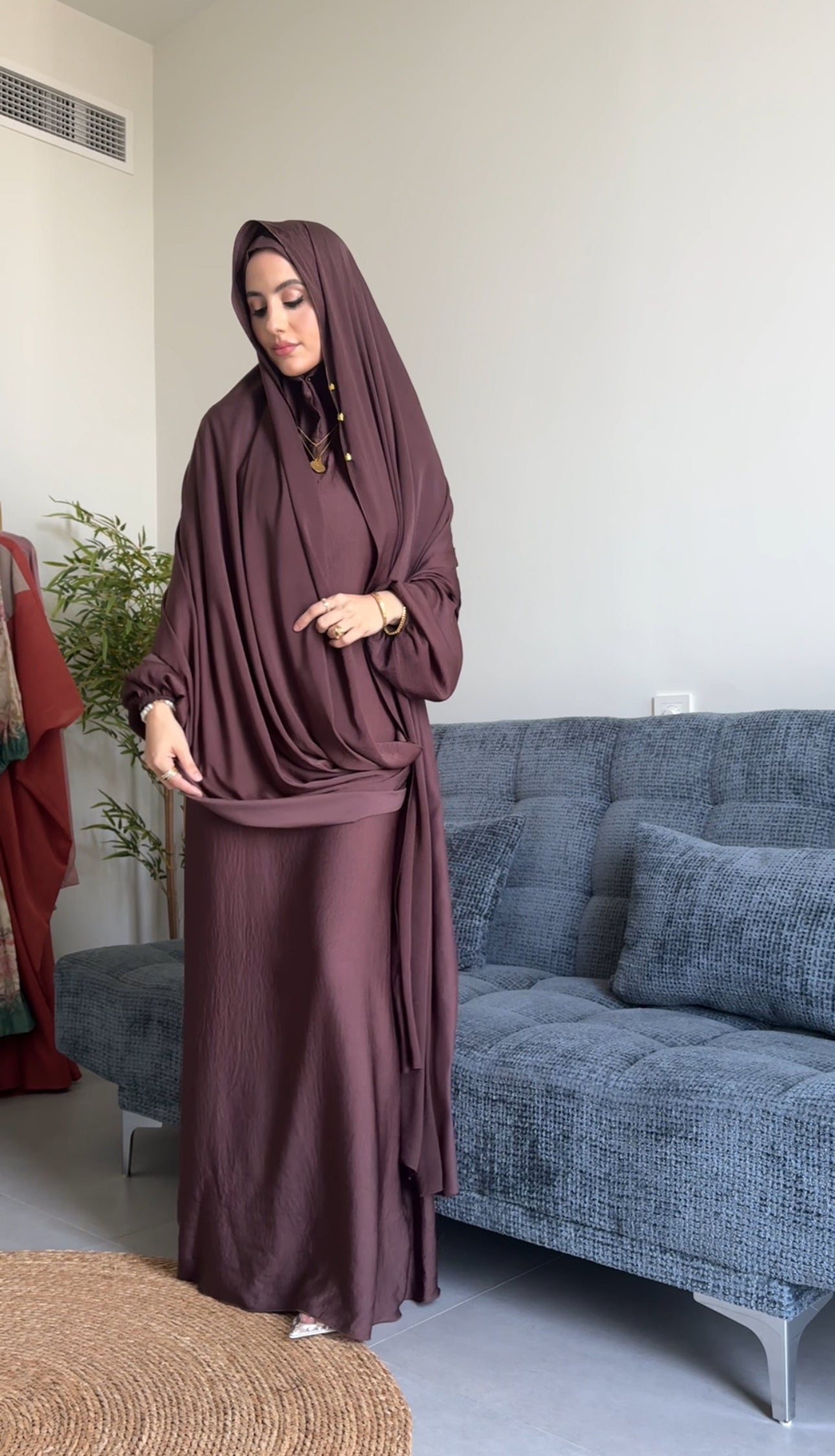 Anna Brown Long Scarf Abayah