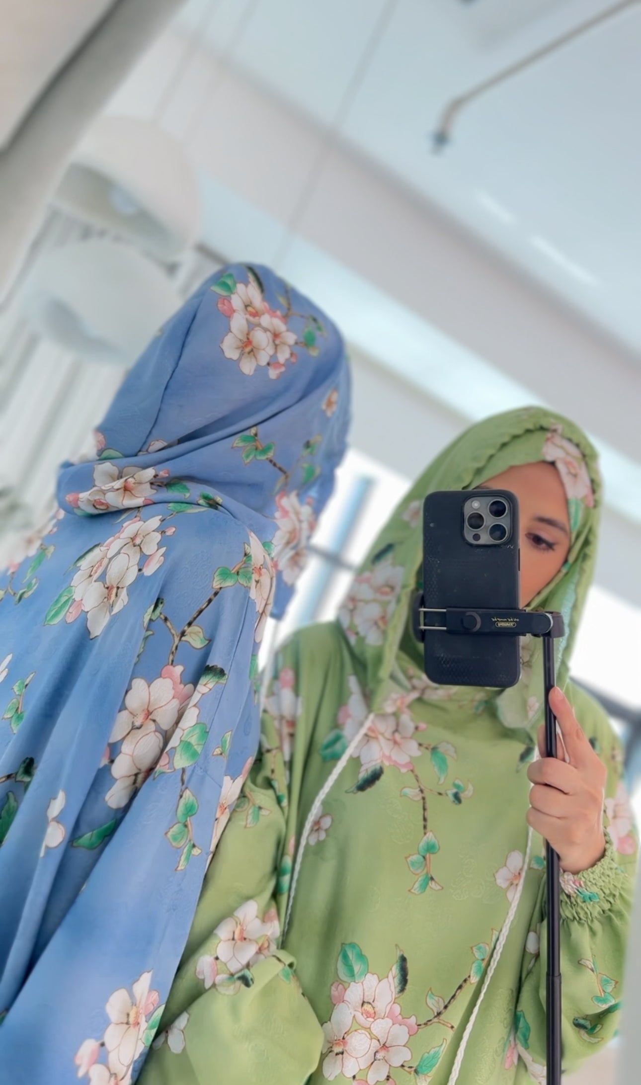 Blue and white orchid burqa