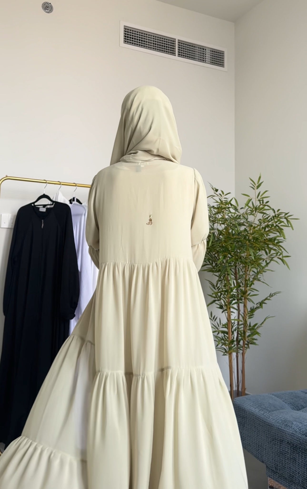 Two Piece Pista Green Pleated Chiffon Abayah