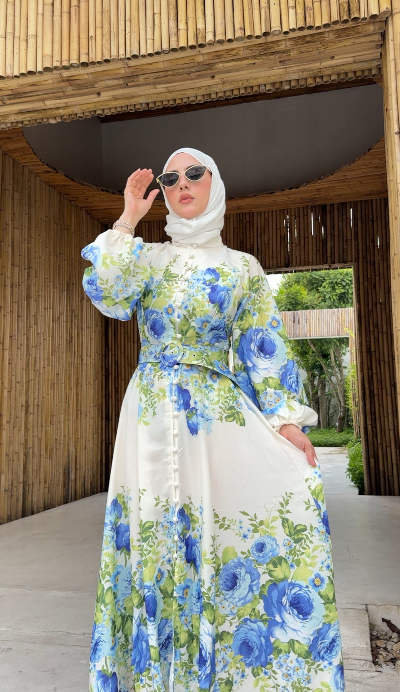 Blue and white floral 🦋 Eid dress