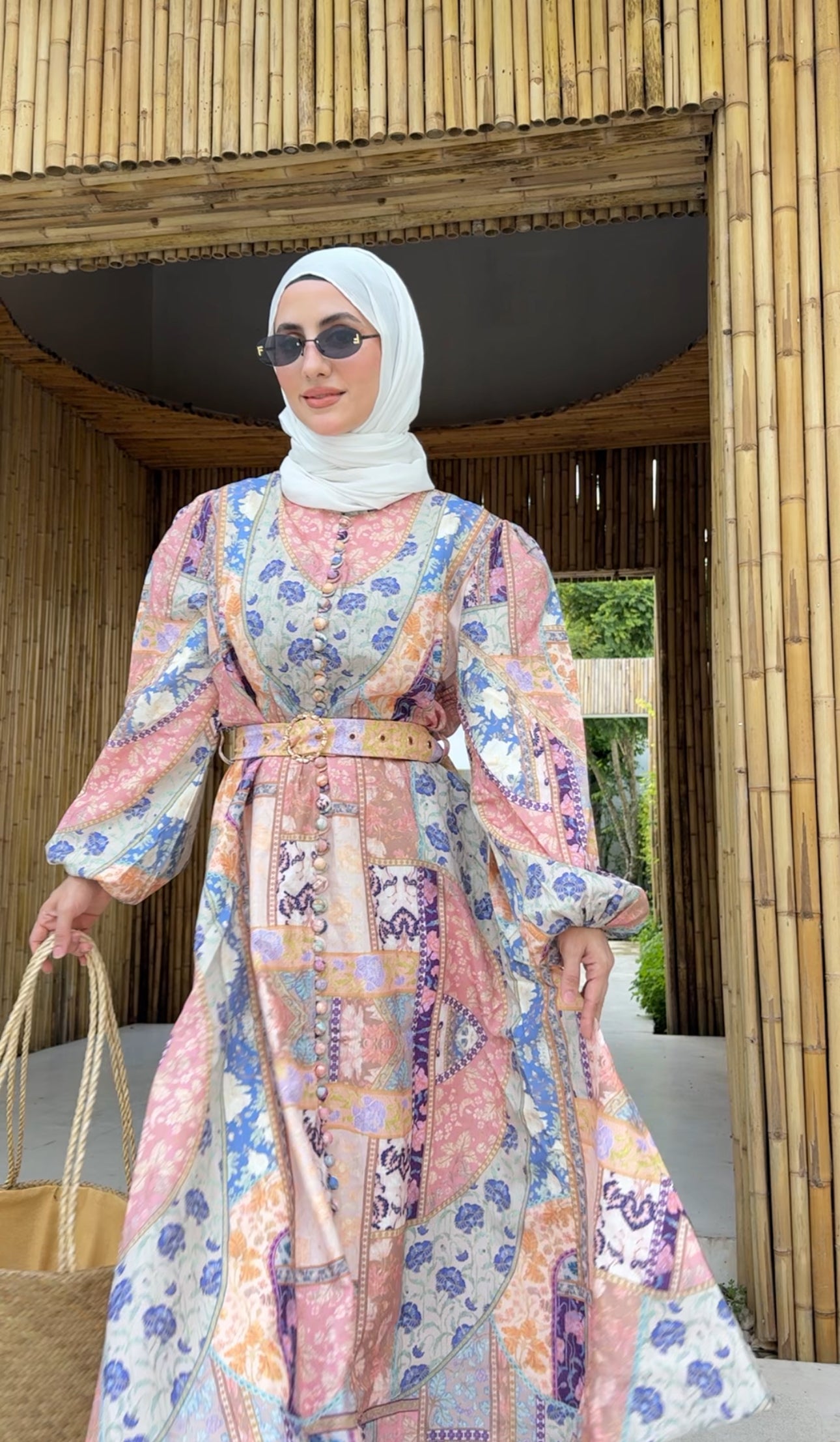 Coral, blue and other colours Eid dress