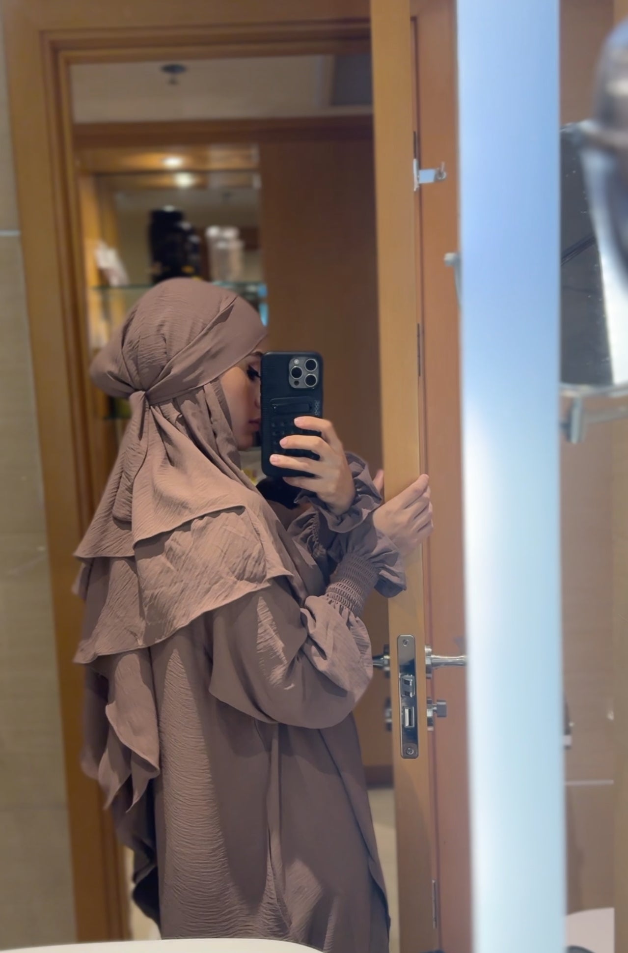 Two piece beige Khimar