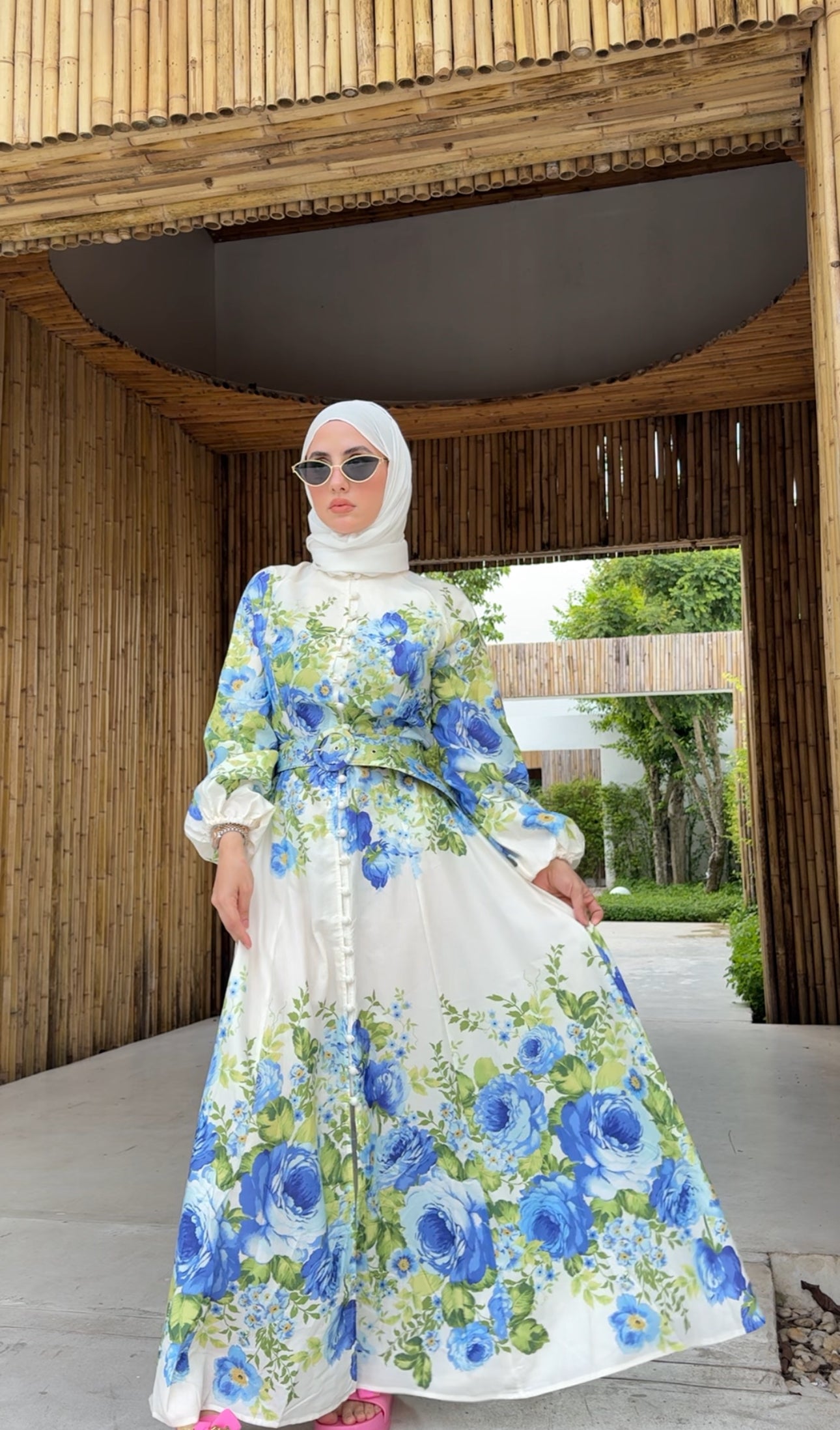 Blue and white floral 🦋 Eid dress