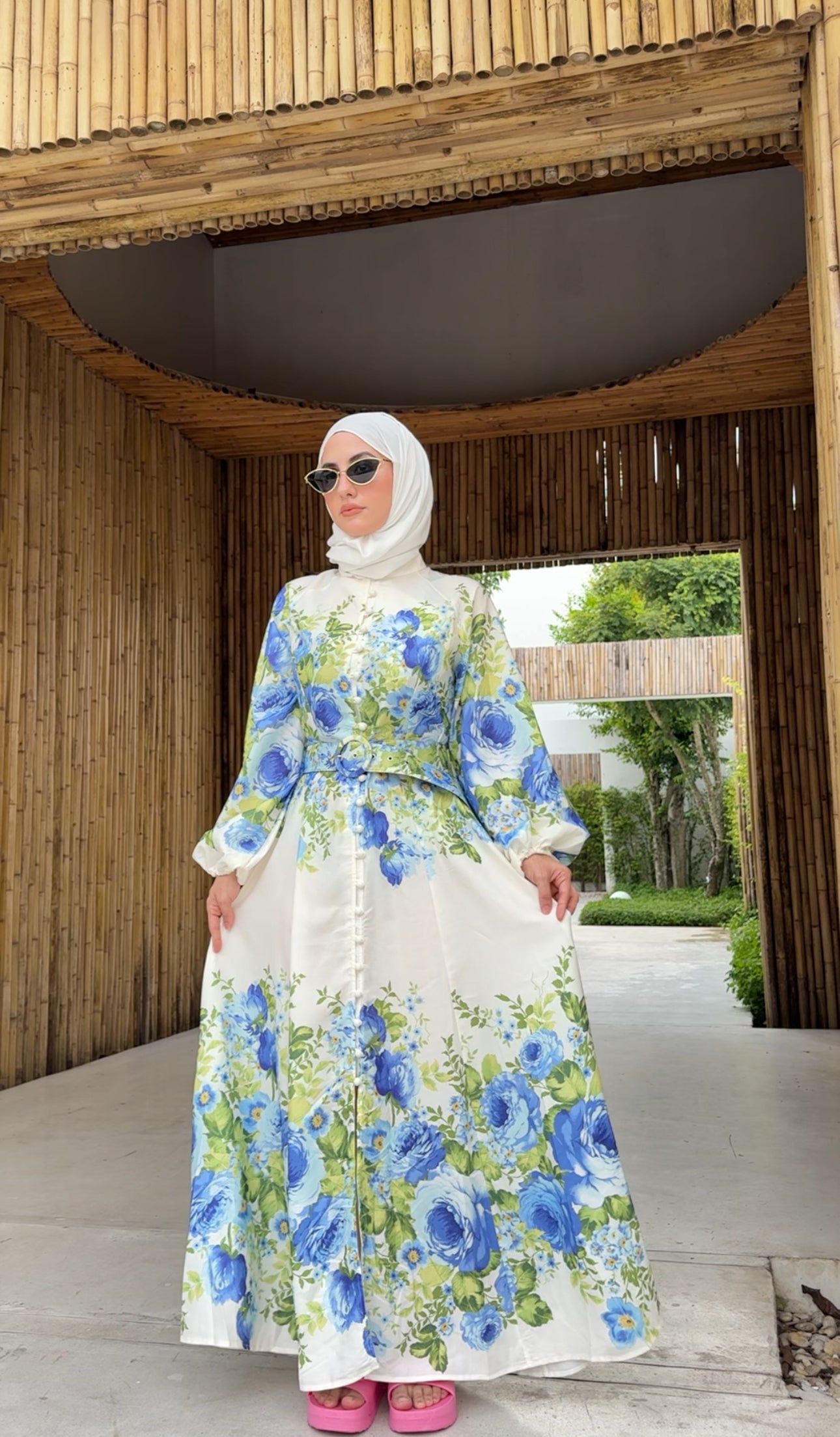 Blue and white floral 🦋 Eid dress