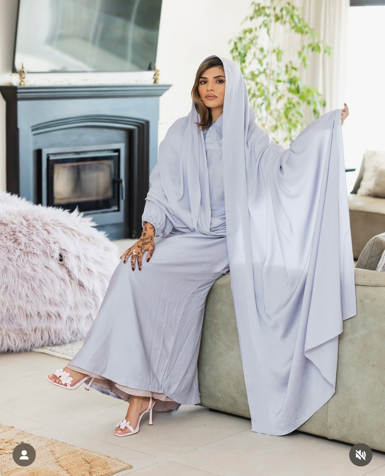 Light Grey Long Scarf Abayah