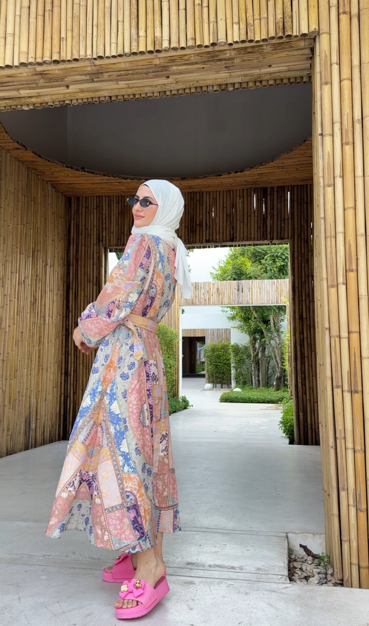 Coral, blue and other colours Eid dress