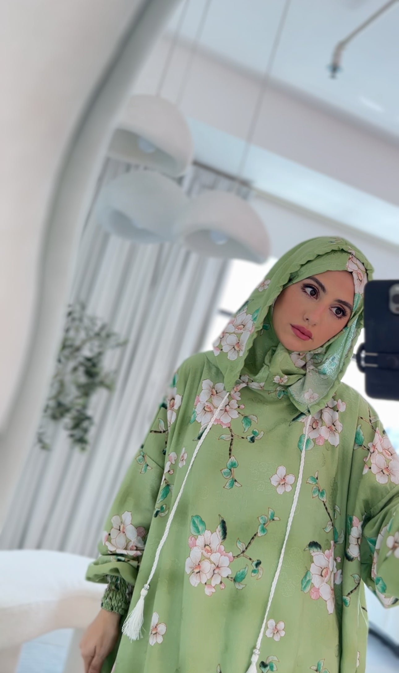 Blue and white orchid burqa