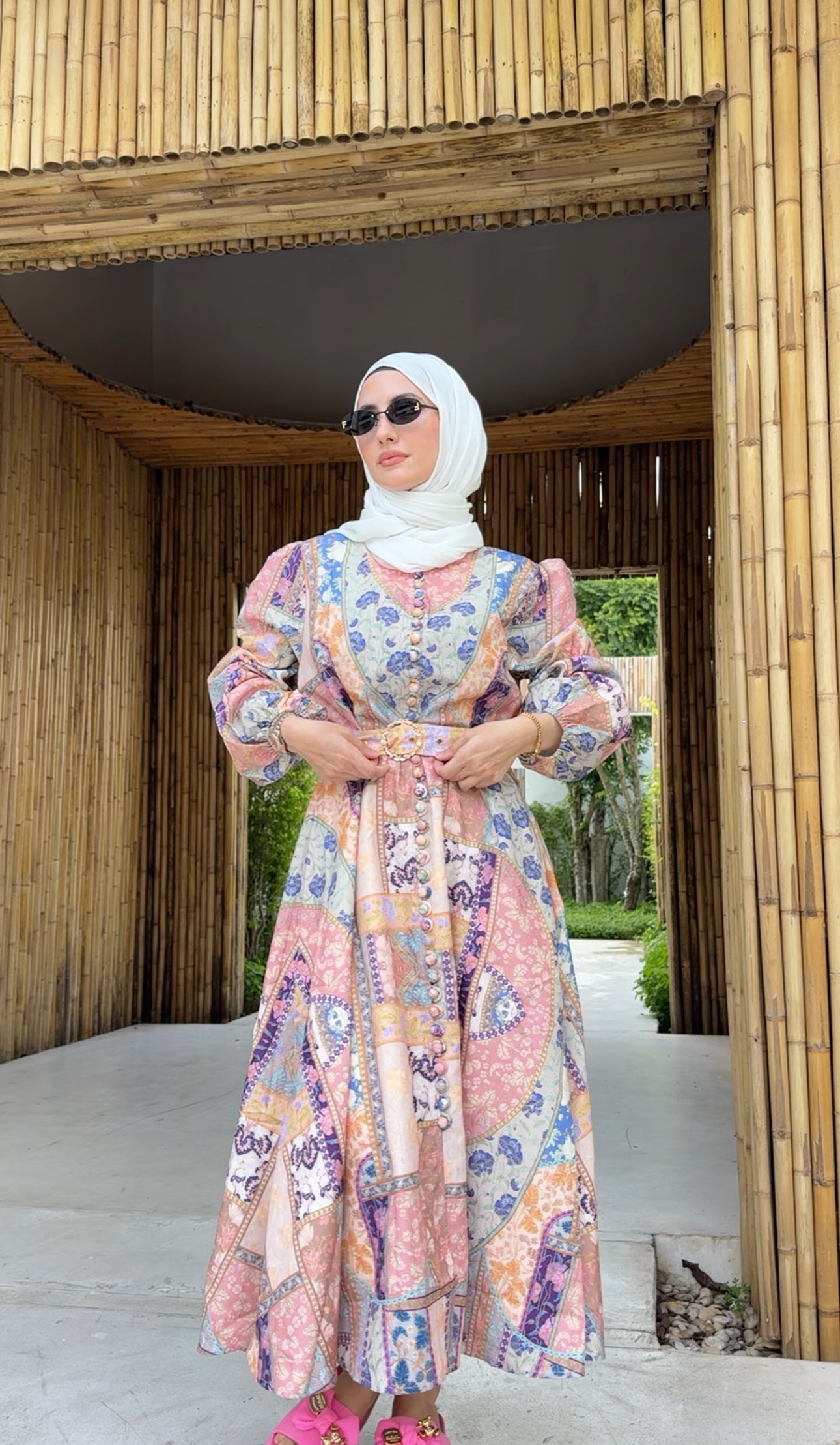 Coral, blue and other colours Eid dress