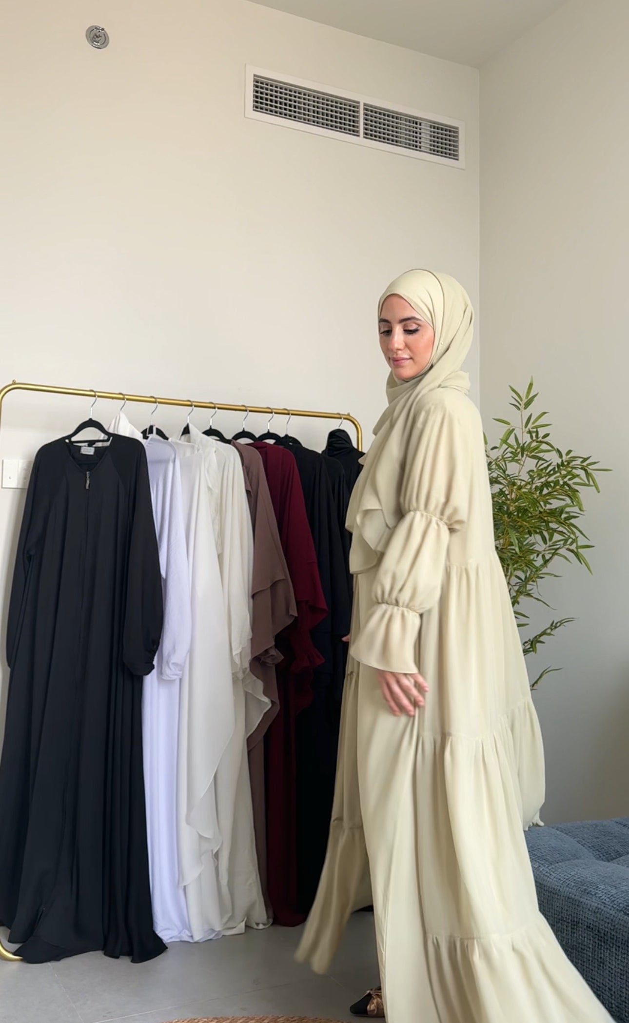 Two Piece Pista Green Pleated Chiffon Abayah