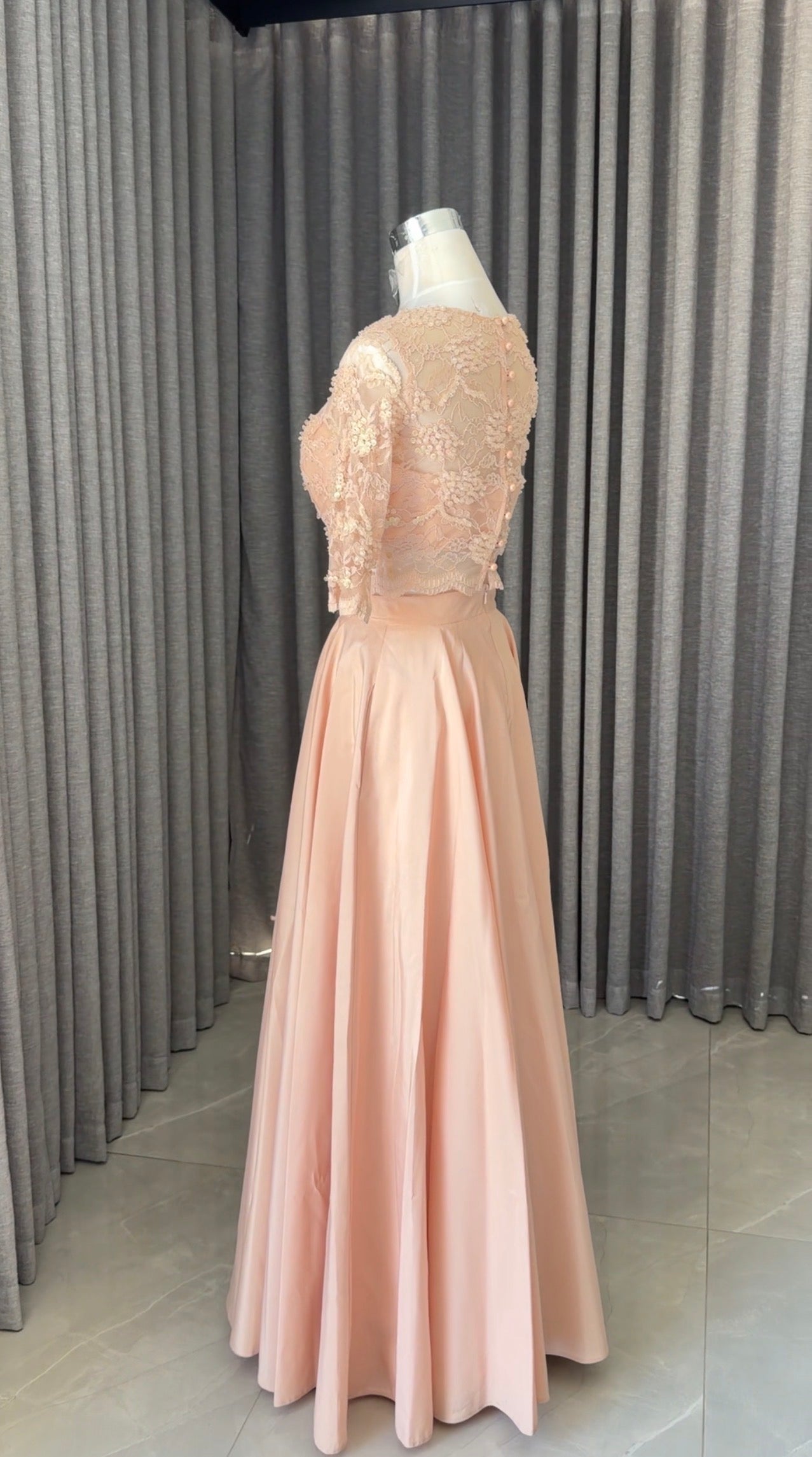 Peach beaded set with skirt