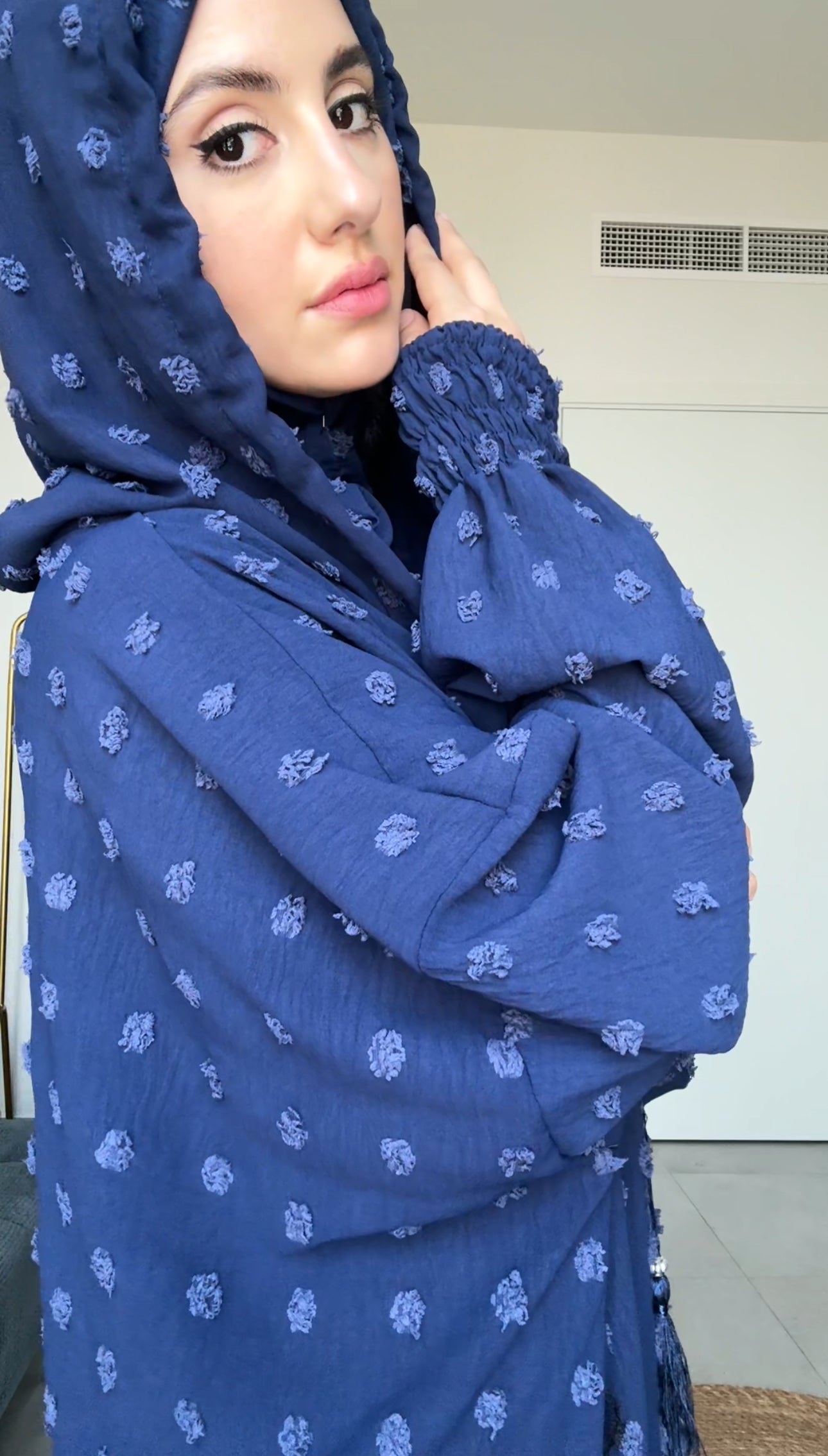 Navy with big dots burqa