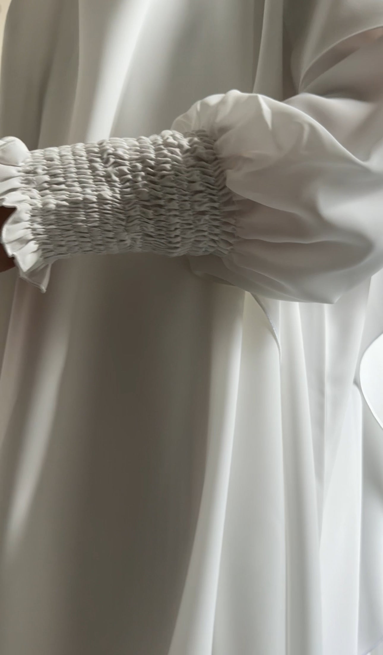 Two Piece White Khimar, with long scarf and long sleeve inner