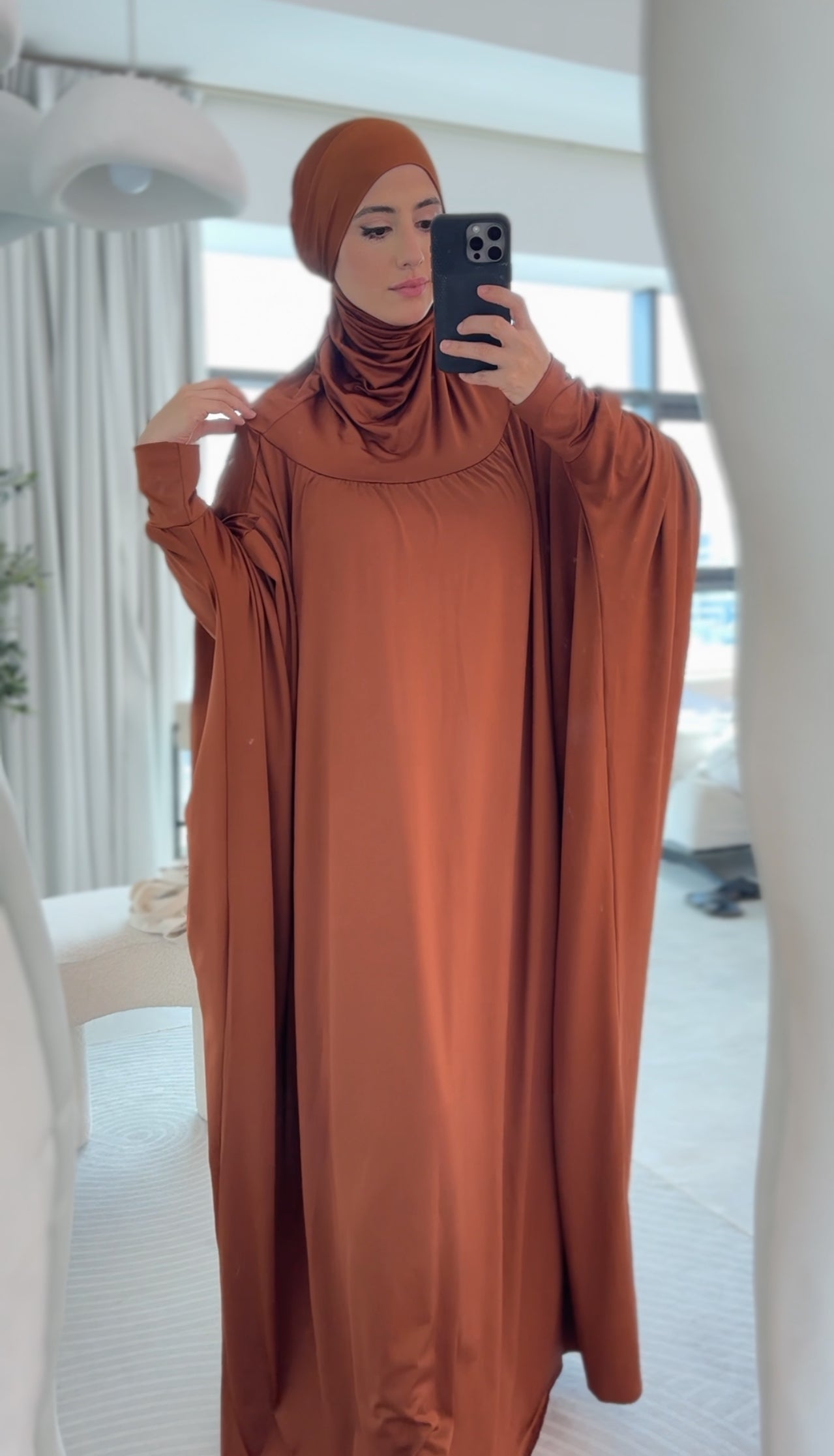 Brown burqa stretch fabric